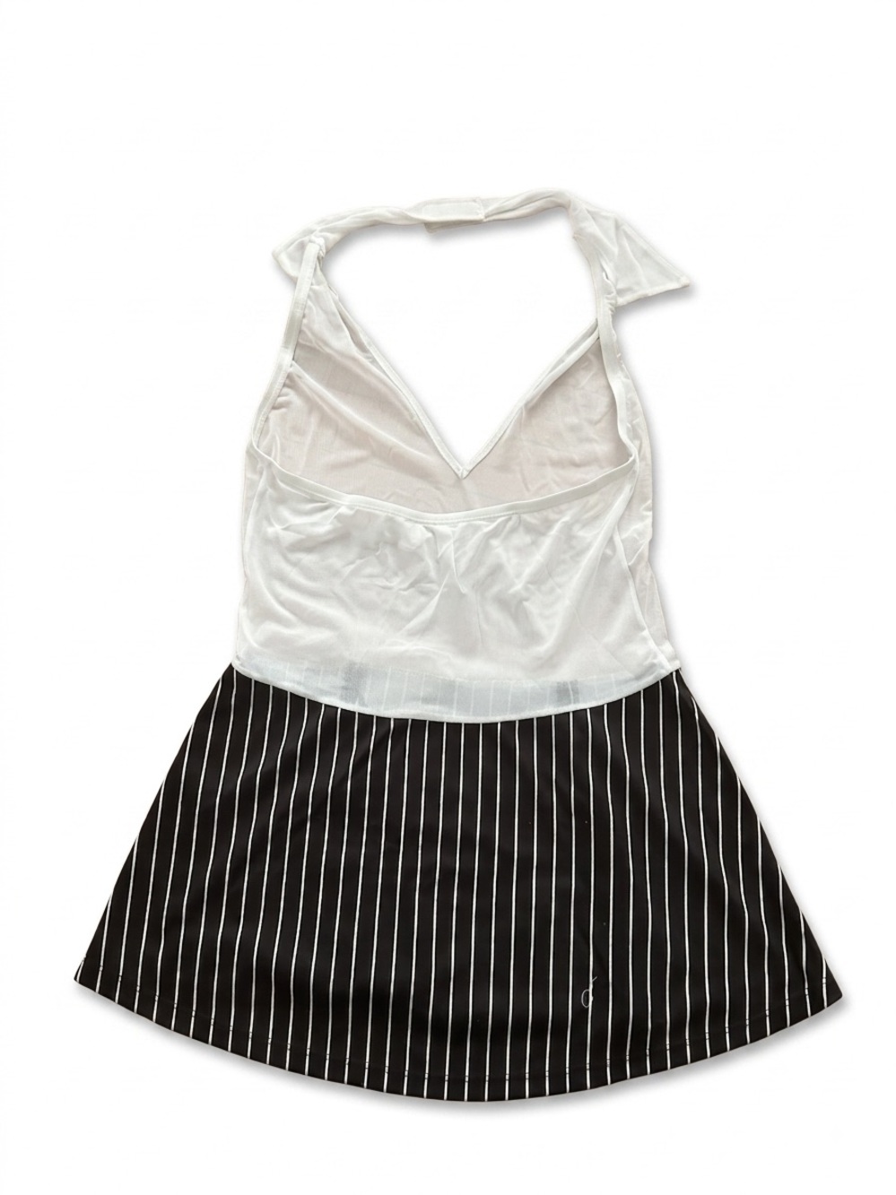 Dreamgirl Black White Pinstripe Sheer Mesh Halter Mini Dress Costume OS - Picture 4 of 10
